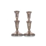 PAIR OF AMERICAN SILVER CANDLESTICKS, REED & BARTON, IMPORT MARKS