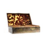 SILVER AND TORTOISESHELL CIGARETTE BOX, MARK'S RUBBED