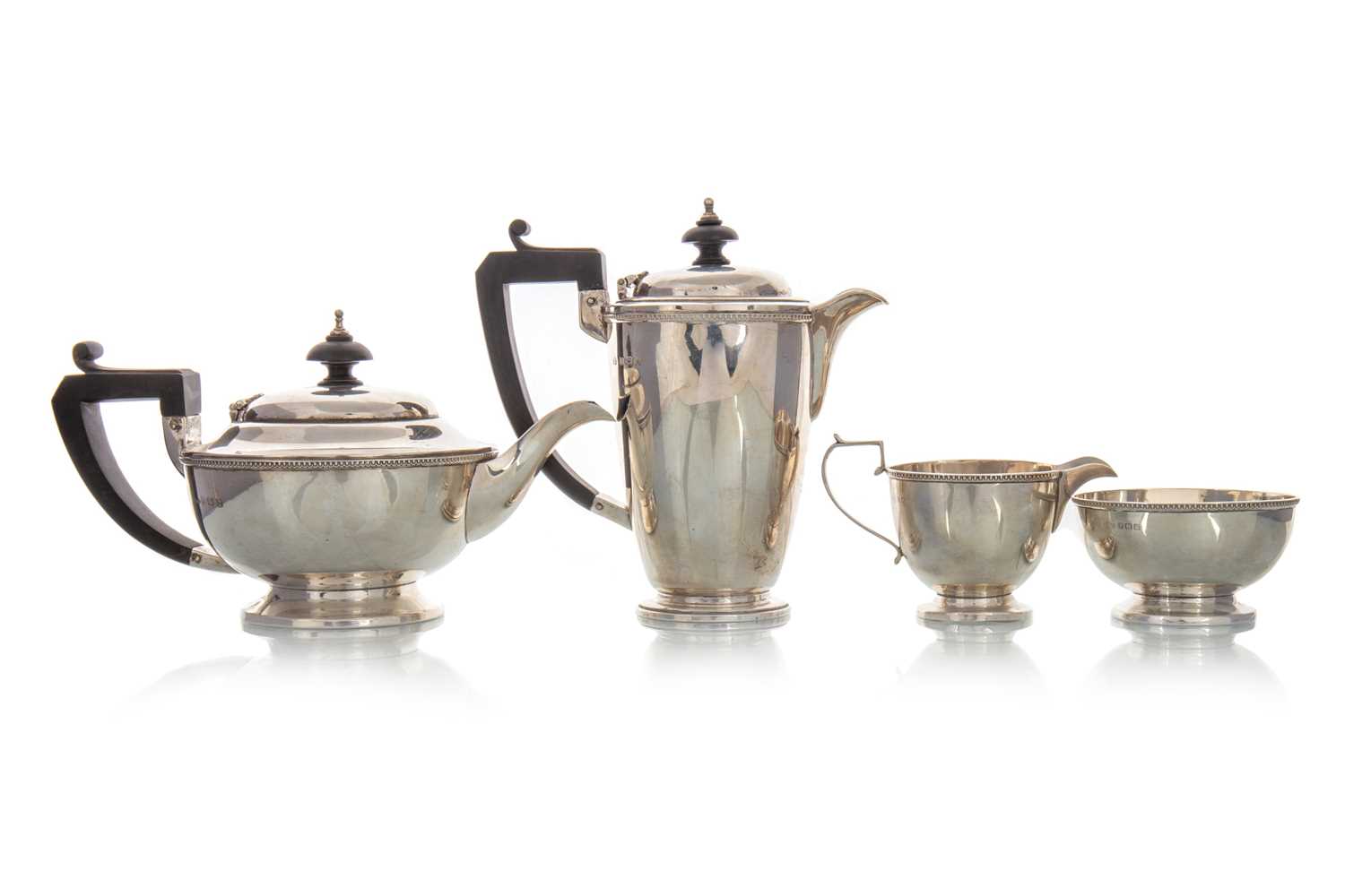 GEORGE V SILVER FOUR PIECE BACHELORS TEA SERVICE, ADIE BROTHERS LTD, BIRMINGAHM 1927