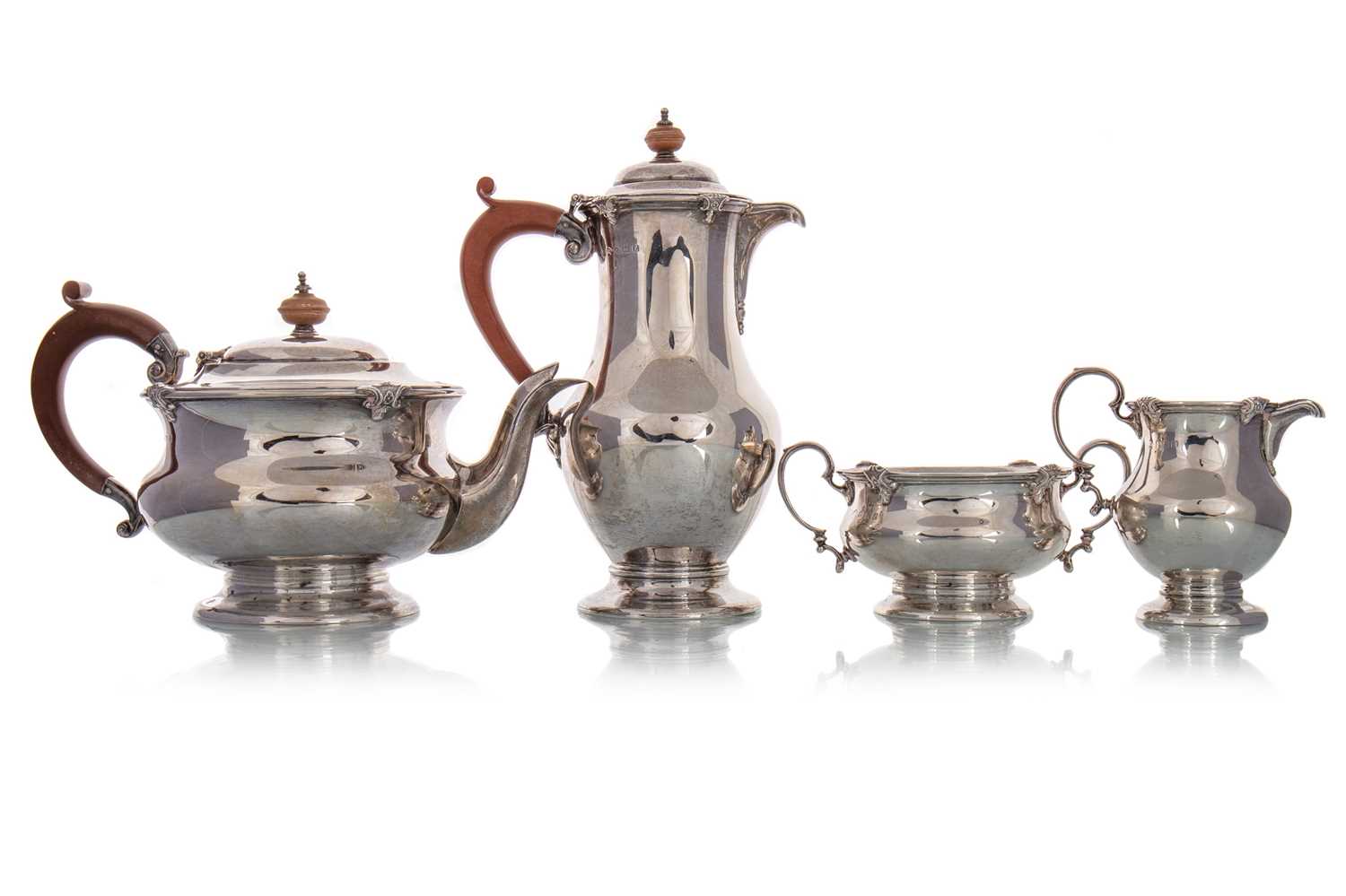 GEORGE V SILVER FOUR PIECE TEA SERVICE, ADIE BROTHERS LTD, BIRMINGHAM 1924