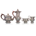 GEORGE V SILVER FOUR PIECE TEA SERVICE, ADIE BROTHERS LTD, BIRMINGHAM 1924