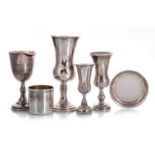 THREE SILVER KIDDUSH CUPS, TWO LONDON, ONE BIRMINGHAM MARKS,