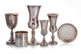 THREE SILVER KIDDUSH CUPS, TWO LONDON, ONE BIRMINGHAM MARKS,