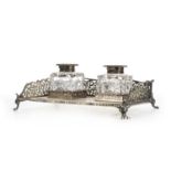 VICTORIAN SILVER DOUBLE INKSTAND, W.G.J.L, LONDON 1896