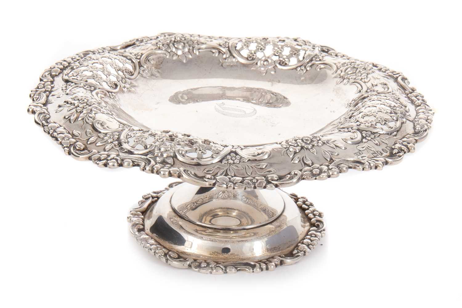 EDWARDIAN SILVER STEMMED SWEETMEAT DISH A.W.F., LONDON MARKS, 1901