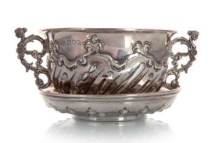 LATE VICTORIAN SILVER SOUFFLE BOWL AND DISH, THOMAS BRADBURY & SONS, 1900