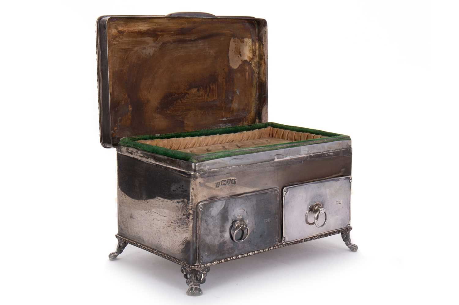 EDWARDIAN SILVER JEWELLERY BOX, G.N.R.W, CHESTER, 1907