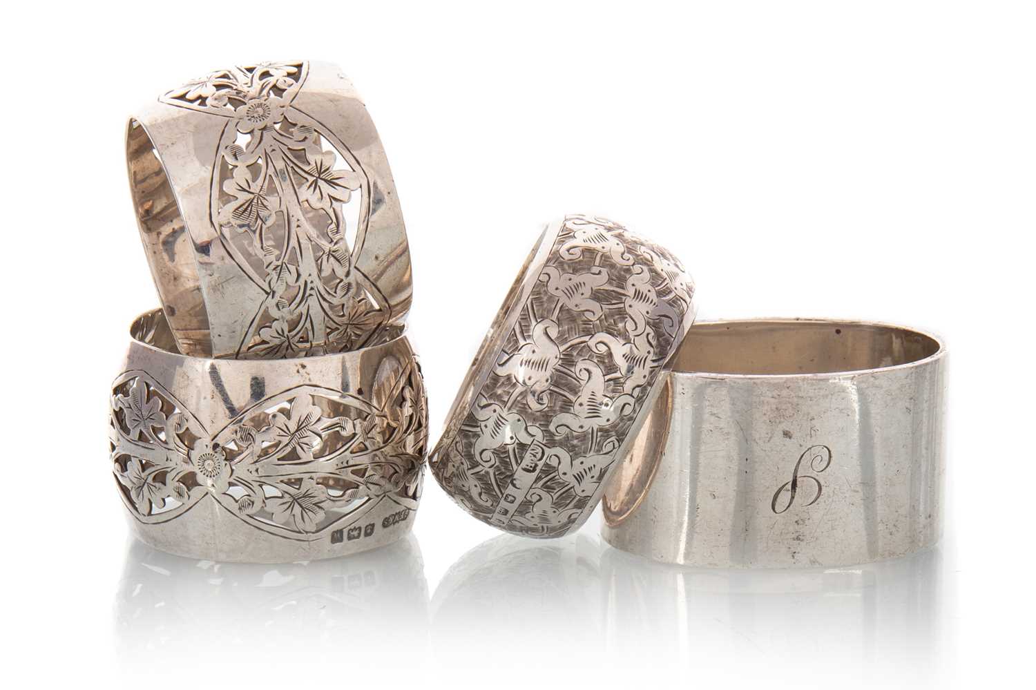 PAIR OF GEORGE V SILVER NAPKIN RINGS, BRIMINGHAM MARKS