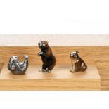 THREE SILVER MINIATURE FIGURES,