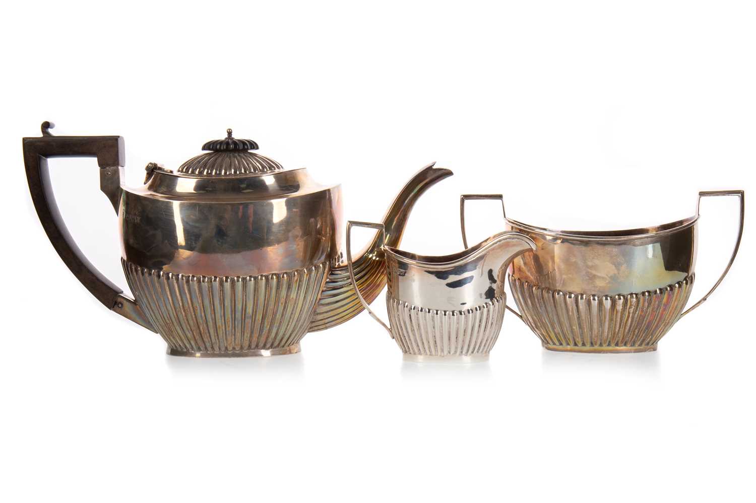 EDWARDIAN SILVER THREE PIECE TEA SERVICE, G.N.R.H, 1908