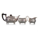 GEORGE V SILVER THREE PIECE TEA SERVICE, MAKER D.S.N, CHESTER 1928