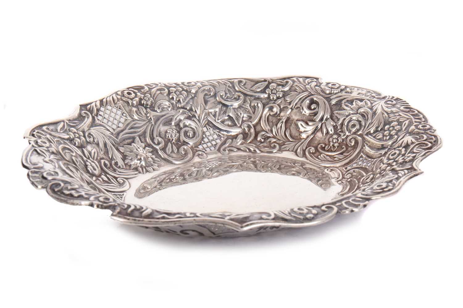 VICTORIAN SILVER OVAL BONBON DISH, STOKES & IRELAND LTD, CHESTER 1899