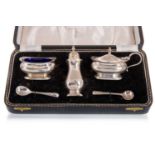 ELIZABETH II SILVER CRUET MATCHED SET, WILLIAM SUCKLING LTD