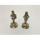 TWO EDWARDIAN NOVELTY SILVER FIGURES, THEODOR HARTMANN, SHEFFIELD 1901