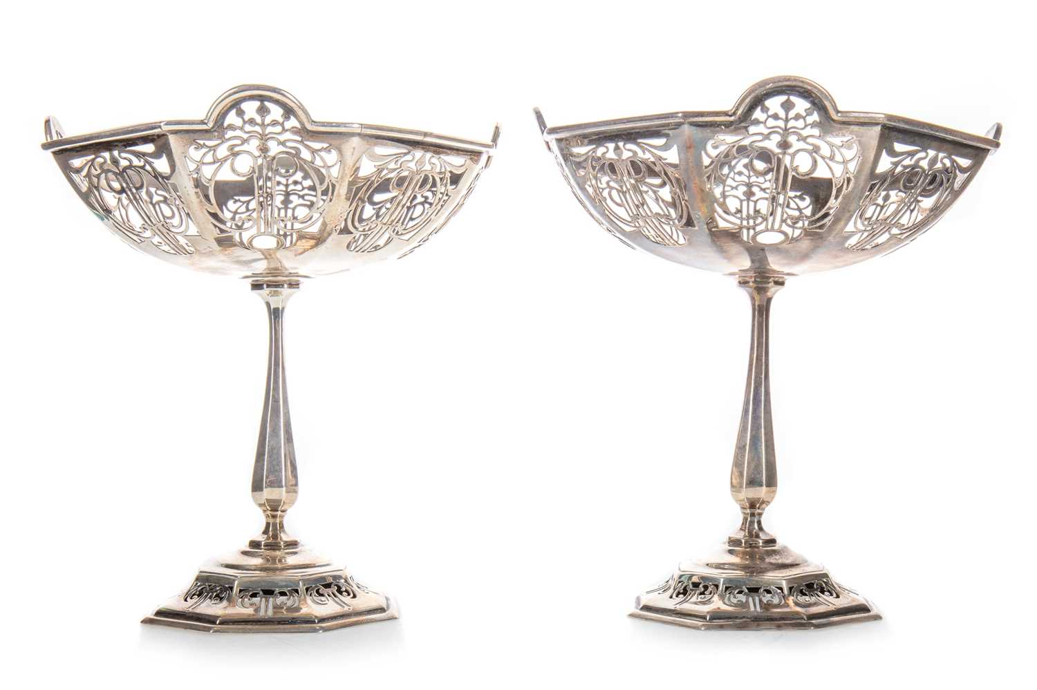 PAIR OF VICTORIAN SILVER BONBON DISHES, MAPPIN & WEBB, SHEFFIELD 1894