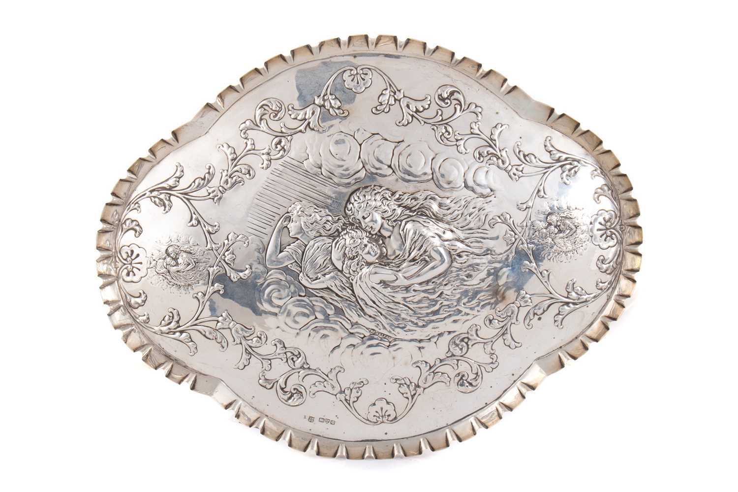 EDWARDIAN ART NOUVEAU SILVER DRESSING TABLE TRAY J.D.W.D., CHESTER 1905