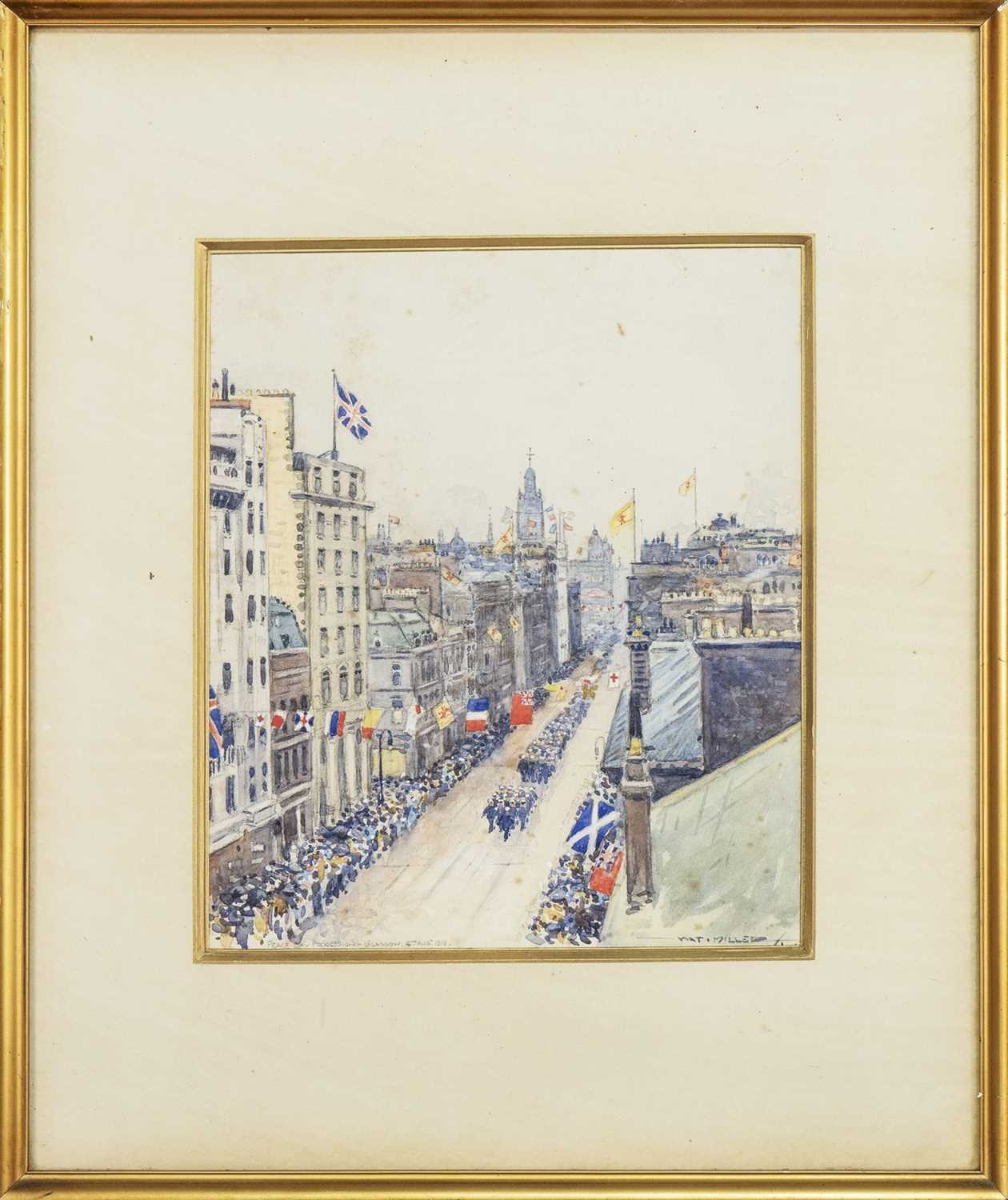 WAT MILLER (SCOTTISH fl. 1910- 1940), PEACE DAY PROCESSION - GLASGOW 4 AUGUST 1919