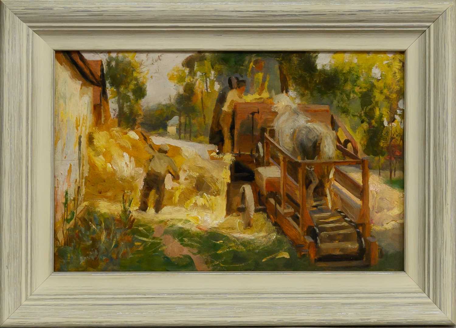 SIR DAVID MURRAY RA (SCOTTISH 1849 - 1933), THRESHING - LANDSCAPE STUDY