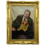 BRITISH SCHOOL PORTRAIT OF A GENTLEMAN HOLDING A PIPE