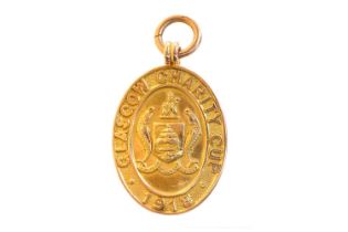 JOE DODDS OF CELTIC F.C., GLASGOW CHARITY CUP WINNERS GOLD MEDAL, 1918