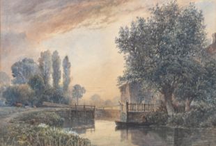 English School, mid-late 19th c - The Canal Lock, watercolour, 23 x 33.5cm Good condition. The