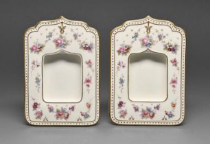 A pair of Royal Crown Derby floral photograph frames, late 20th c, 18cm h, printed mark