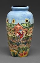 An Old Tupton Ware vase, decorated with a continuous garden scene, 28cm h, boxed
