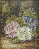 Oliver Clare (1853-1927) - Still Life with Flowers before a Mossy Bank,  signed and dated '98, 24.