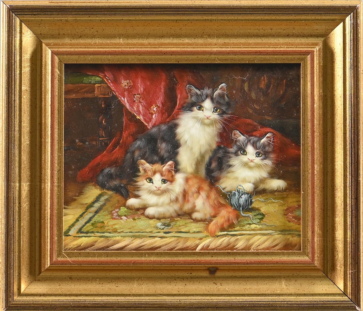 20th / 21st c - Three Kittens, oil on panel, 19 x 24cm Surface slightly spotted when held at an - Image 2 of 3