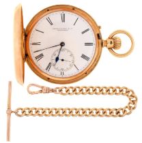 An English 18ct gold hunting cased keyless lever watch, Hirsbrunner & Co, London & Shanghai, No