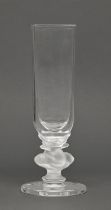 A Lalique semi-frosted glass square vase, 28cm h, etched Lalique France, paper label Undamaged