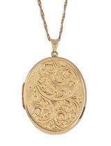 A 9ct gold locket, 36mm, Birmingham 1970 and a gold necklet, 17g Good condition