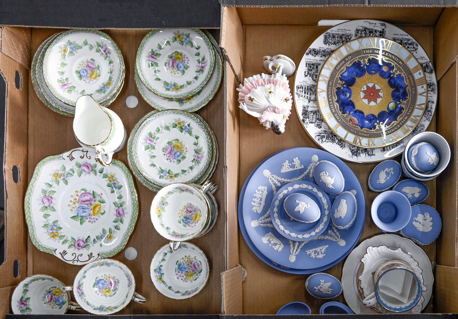 A J H Middleton Delphine China floral tea service, 1930s and miscellaneous pottery and porcelain, to