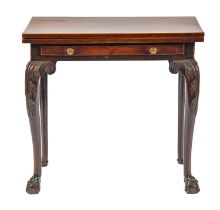 A George III mahogany tea table, with shallow scratch moulded drawer to the frieze, on acanthus