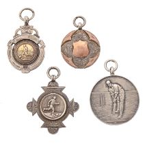 Soccer. Three silver prize watch fob shields, variously engraved verso and dated 1923, 1926 and 1927