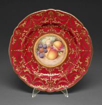 A Royal Worcester plate, 1964-1971, painted to the centre by Telford, signed, with blackberries