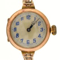 A Waltham 9ct gold lady's watch, 25mm diam, Chester 1922, on expanding gold bracelet marked 9ct, 20g