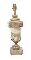 A French gilt-lacquered brass mounted marble urn, early-mid 20th c, in Louis XVI style, 33cm h