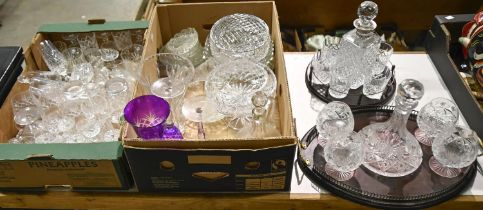 Miscellaneous cut glass, principally drinking glass, Victorian and later, to include two sets on