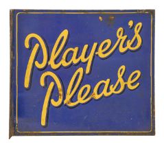 Advertising. Player's Please yellow and blue enamel double sided sign, early 20th c, 41 x 46cm and a