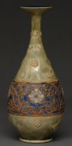 A Doulton ware vase, early 20th c, of baluster shape moulded with a central band of art nouveau