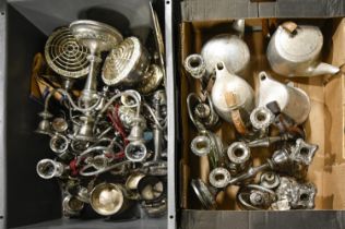 Miscellaneous plated and other metalware, including candlesticks, hollow ware, etc