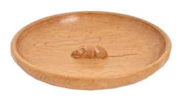 A Mouseman oak fruit bowl, 29.5cm diam, carved mouse 'signature' Good condition