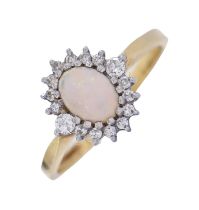 An opal and diamond ring, in 18ct gold, Birmingham 1990, 3g, size N Good condition, including opal