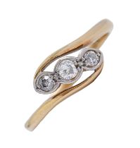 A diamond ring, in gold marked 18ct, 2.7g, size J Light wear consistent with age