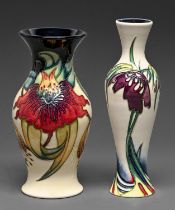 Two Moorcroft Anna Lily and Persephone vases, 1998 and 2007, 19 and 21cm h, printed and painted