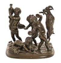 A French bronze sculpture of a bacchanal, late 19th c, after Clodion, cast from a model by Dupuis,