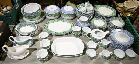 An extensive Wedgwood porcelain Watercolour pattern dinner service, late 20th c, printed mark Good