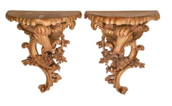 A set of six rococo style gilt resin wall brackets, 20th c, 43cm h Good condition