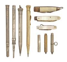 A Victorian silver three-piece combination dip pen and pencil, by Sampson Mordan & Co, marked S